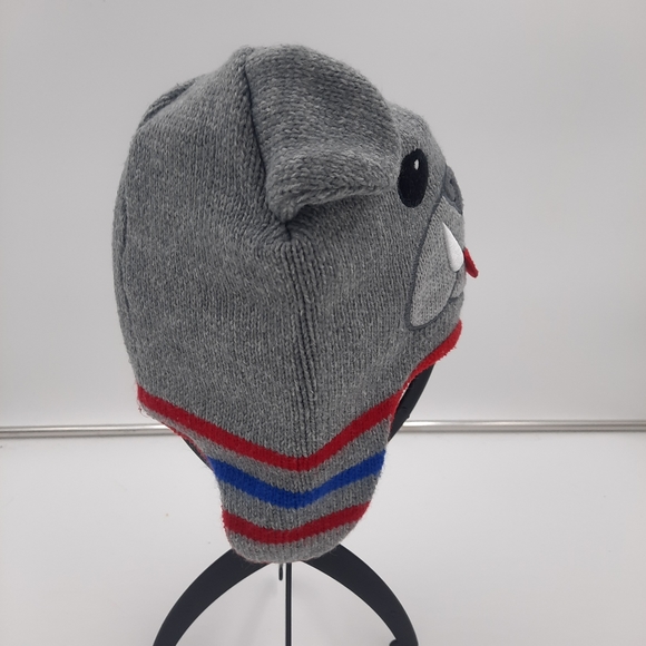 NWOT Healthtex Knit Dog hat with ear covers Red fleece lined Gray Blue Red 2T-5T - Picture 2 of 5